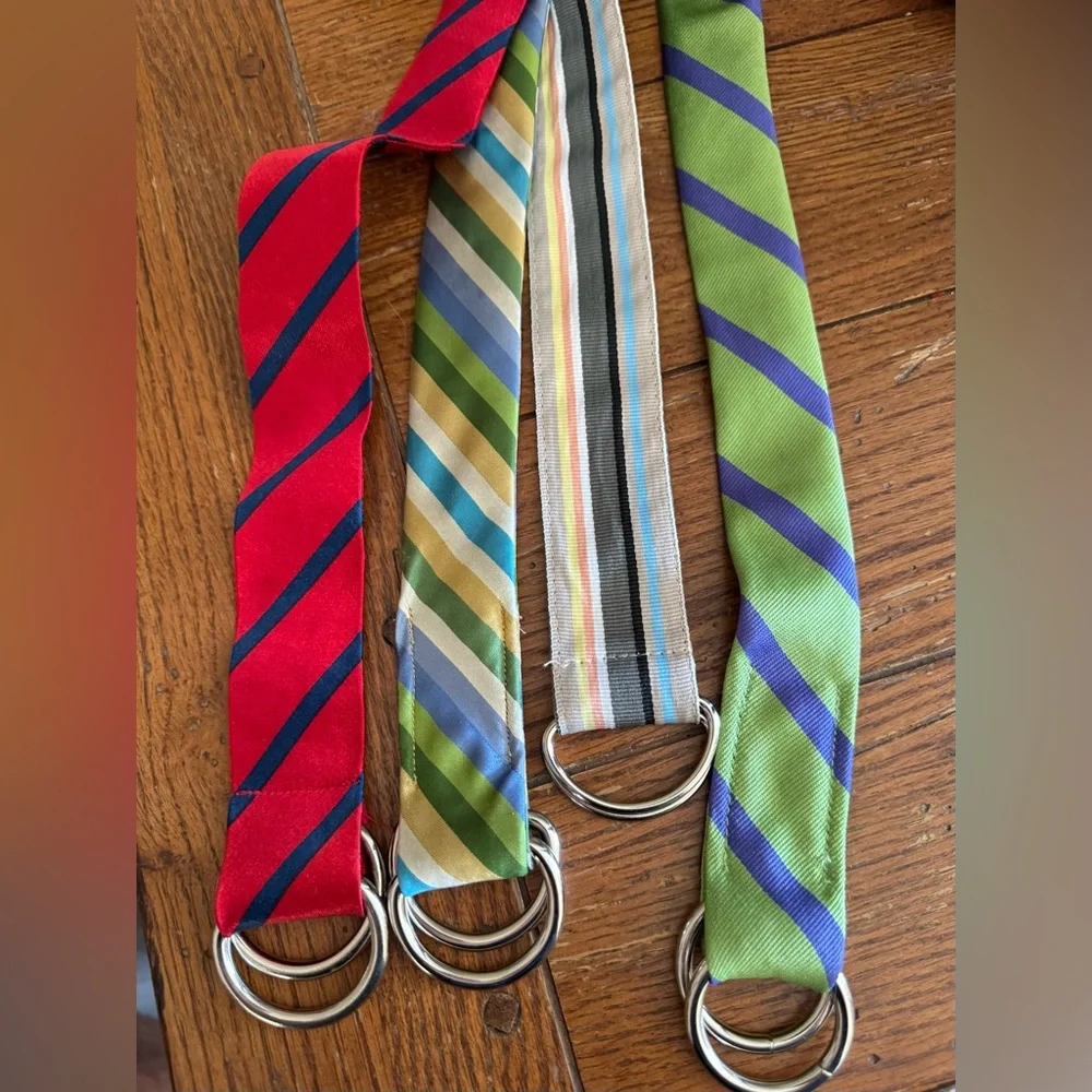 (4) Women’s Belt Lot Ribbon Silk Woven D Ring Colorful Preppy Acadamia Spring - Picture 3 of 9